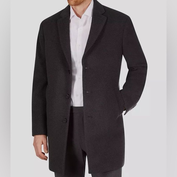 Calvin Klein Other - Calvin Klein Men's Black Slim-Fit Wool-Blend Overcoat Jacket